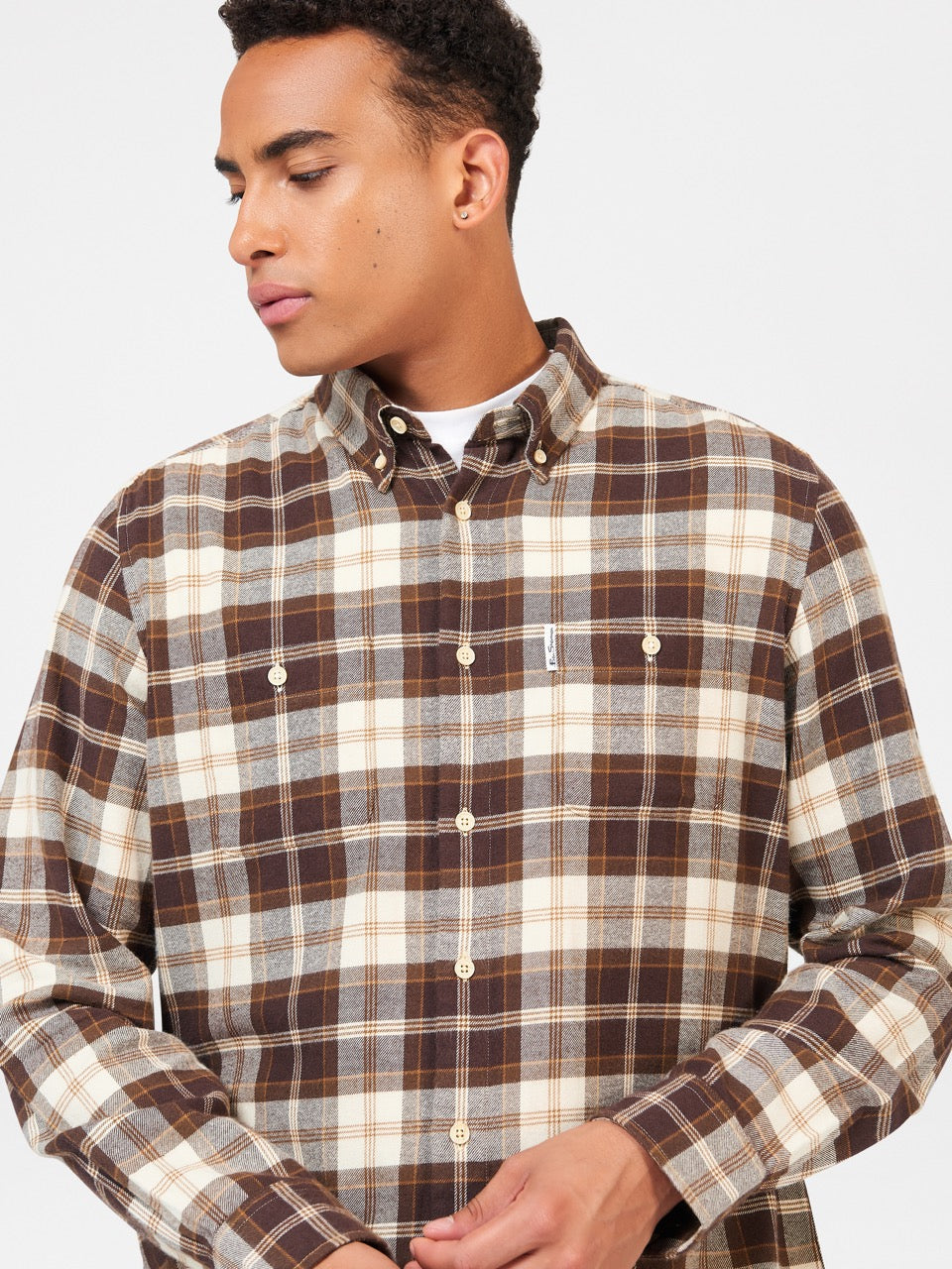 Chemises Ben Sherman Brushed Plain Check Chocolat | DWW-11357000